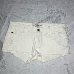 hollister white denim shorts w/ rips